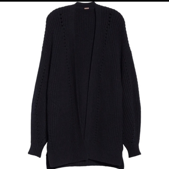 Free People Nightingale Cardi Open Front Oversized Slouchy Fit Black Sm & Lg NWT - Picture 7 of 15